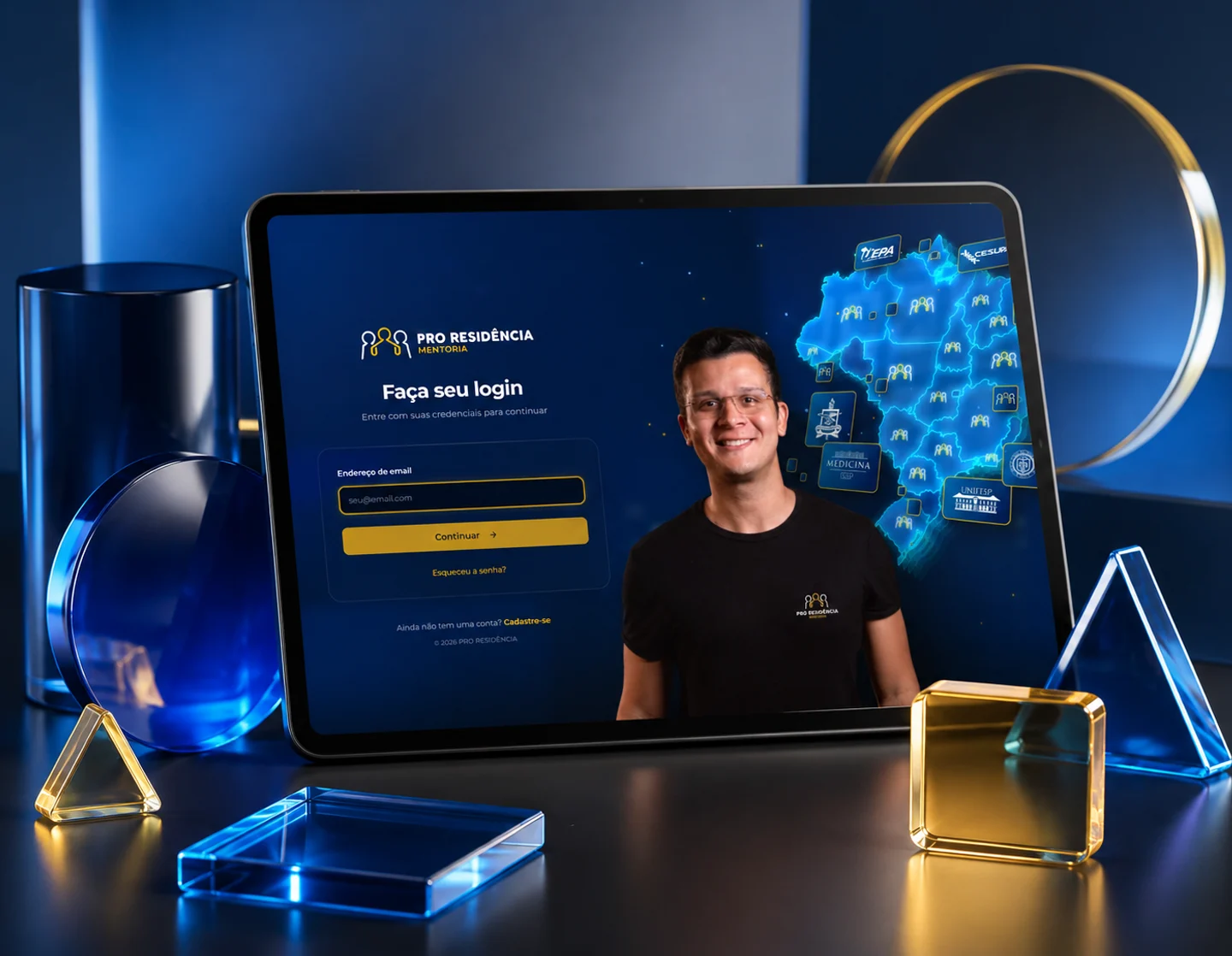 Plataforma da Pro Residência, com o banco de questões e a recomendação de estudo por IA adaptativa.